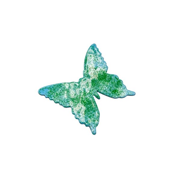 Vintage Green Enamel Over Aluminium Butterfly Pin Brooch Hand Crafted Bug Pin - Picture 1 of 7